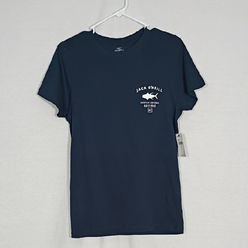 NWT O'Neill Navy Chasers Modern Fit Navy Tee Mens Size Small Cotton Fishing